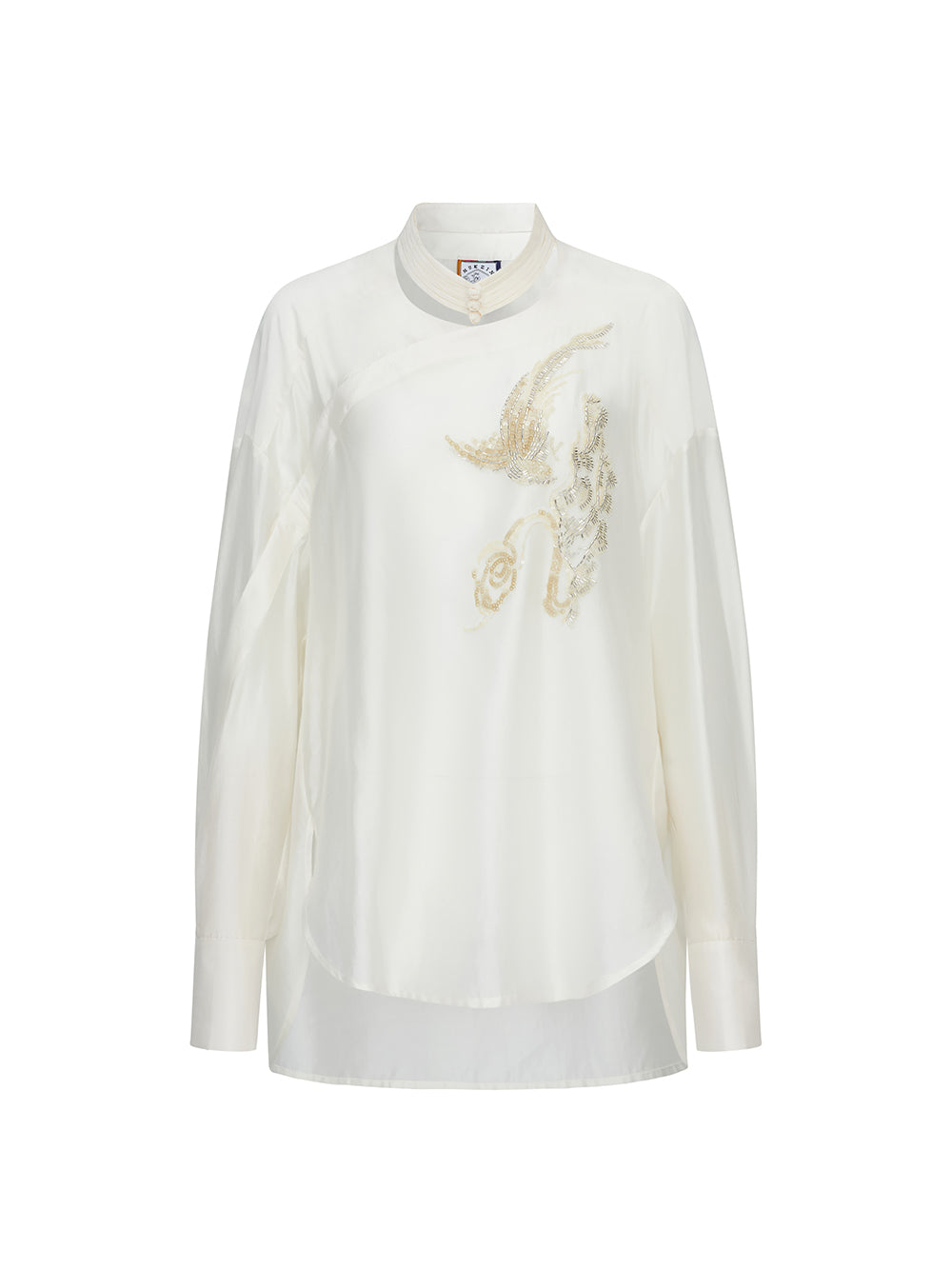 MUKZIN SpringPrelude Chanting Pine Chinese - style Round - collar Translucent Traditional - style Shirt