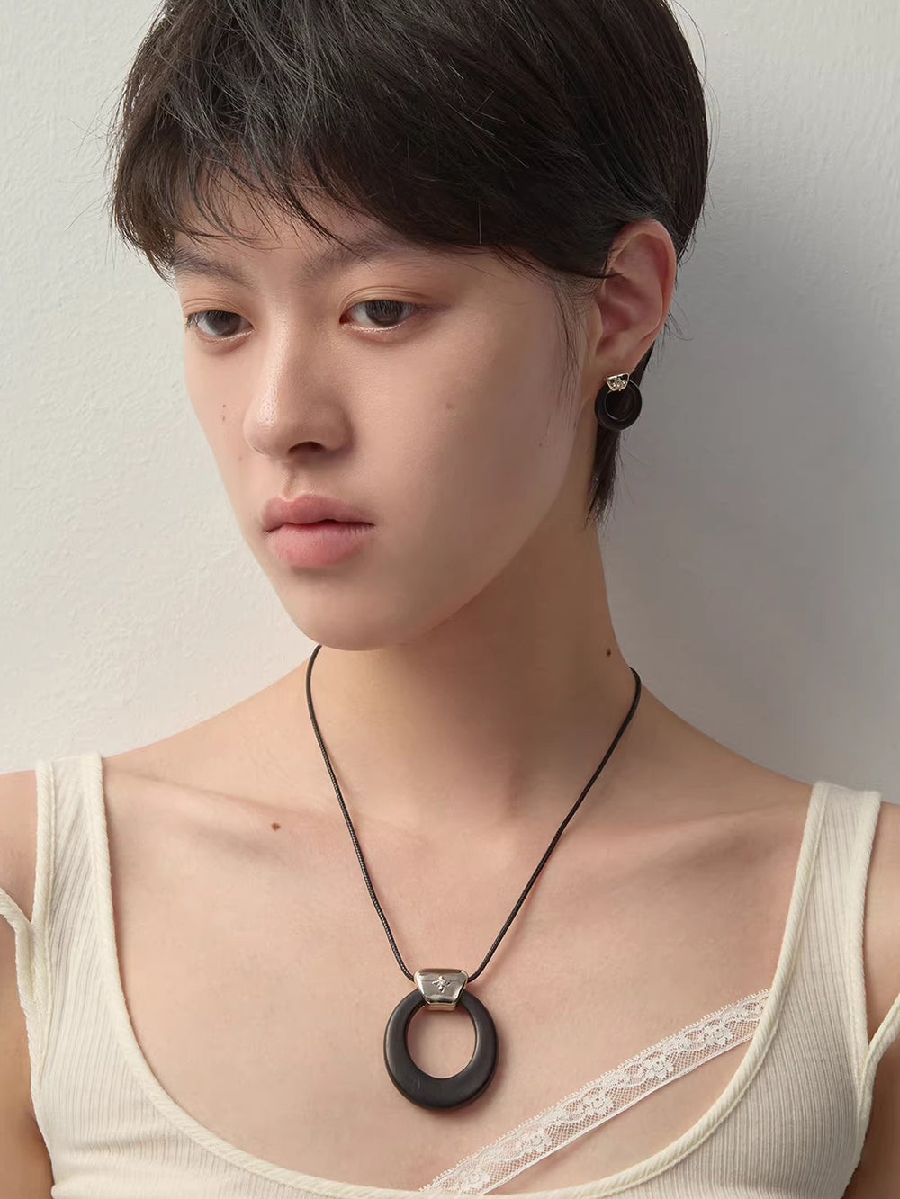 MUKTANK×SUN HUNTER Wooden Ring Iris Braided String Necklace