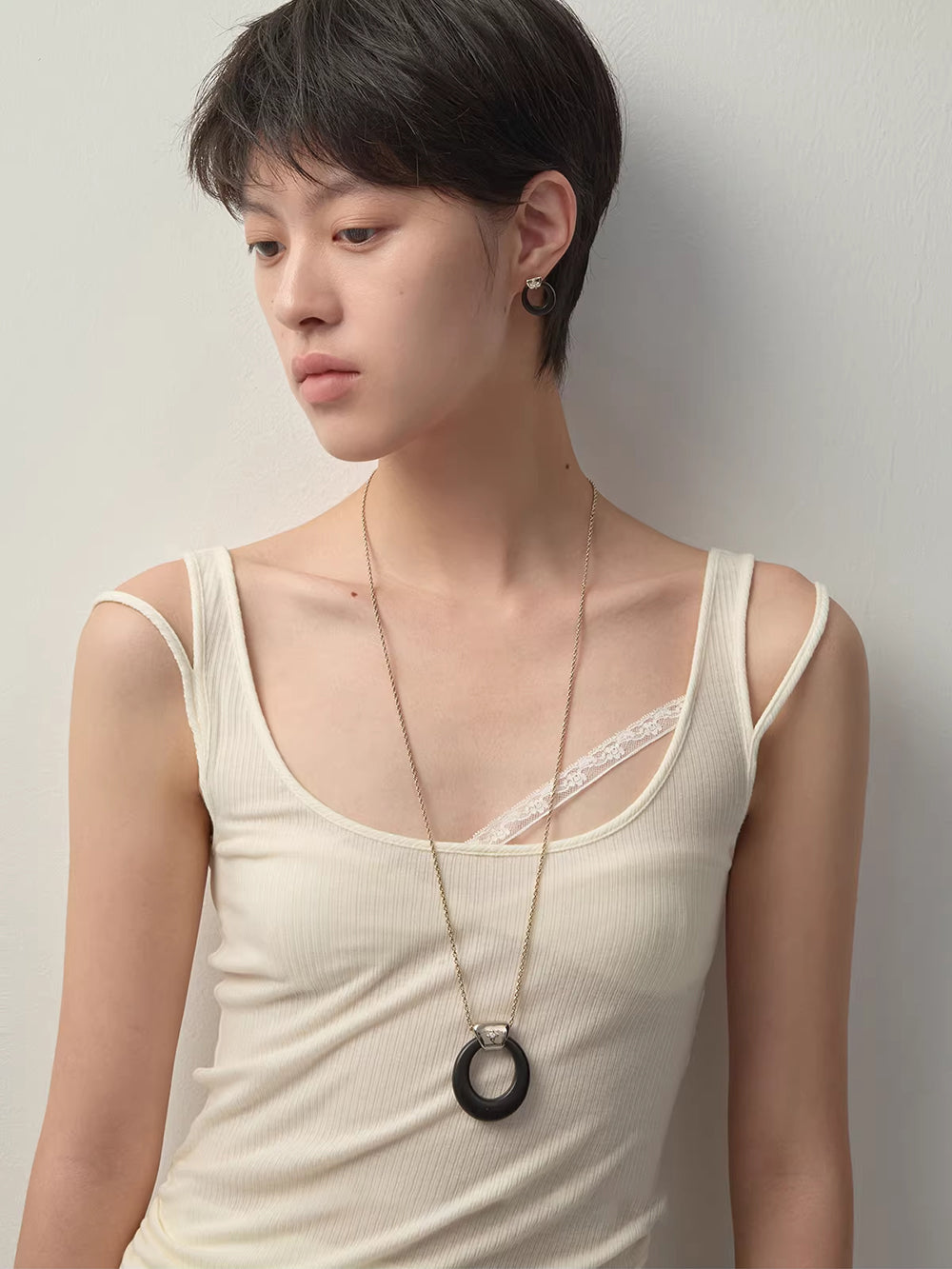 MUKTANK×SUN HUNTER Long Wooden Ring Iris Chain Necklace