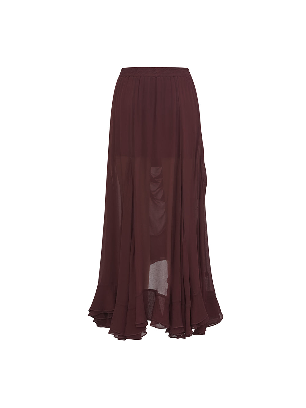 MUKZIN“Realm of Ethereal Mist”Burgundy irregular midi skirt