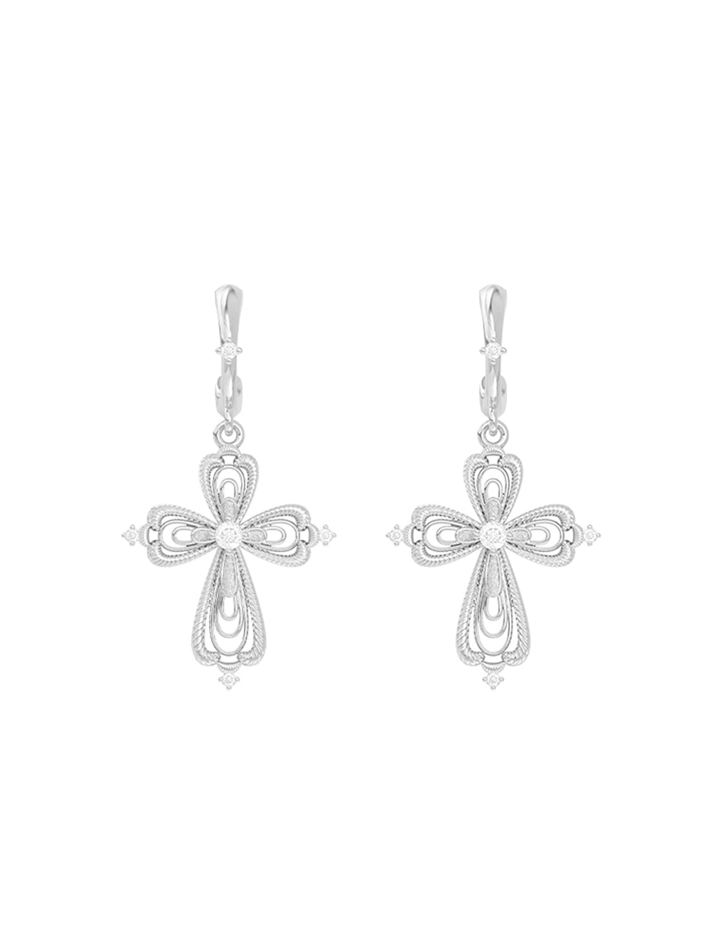 MUKTANK×SUN HUNTER Lace cross earrings