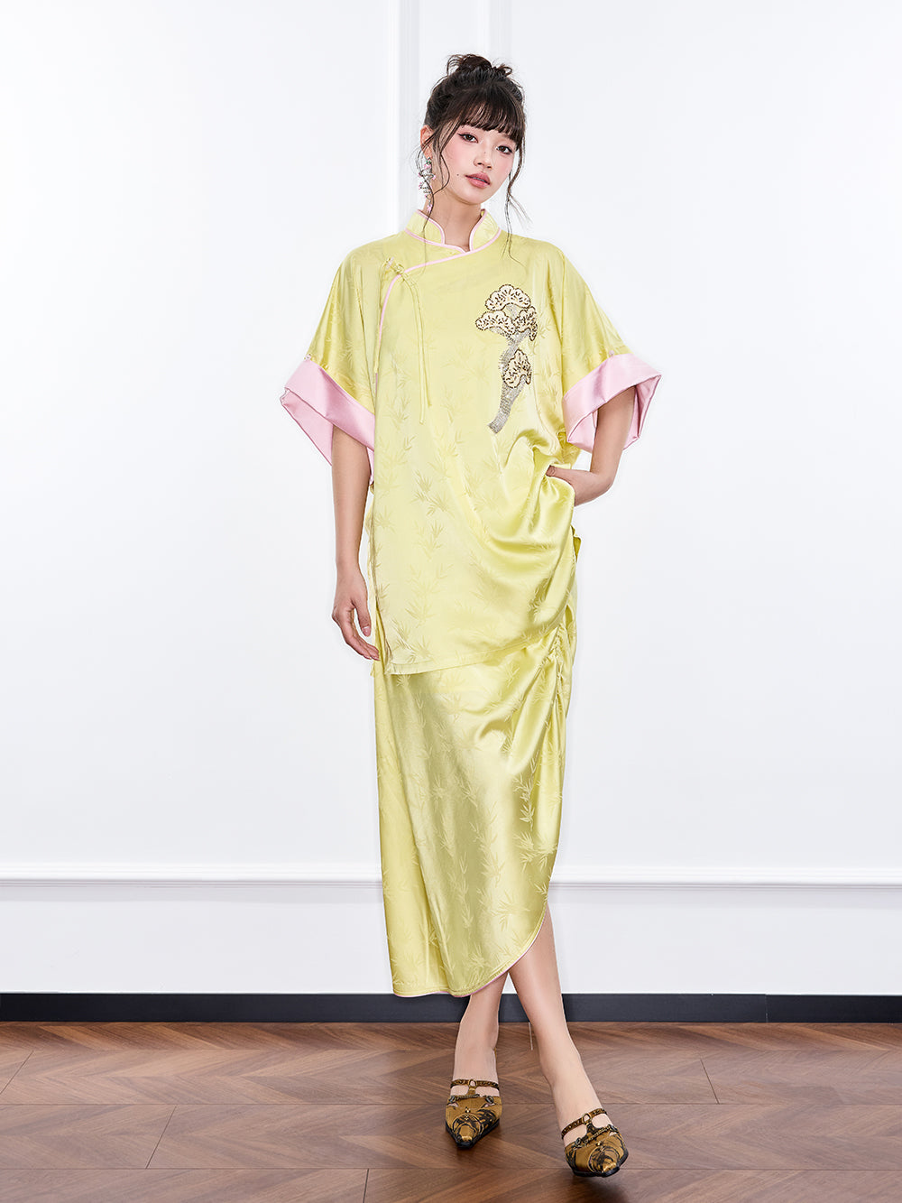 MUKZIN "Ode to the New Summer"Neo - Chinese Style Bamboo - Print Qipao