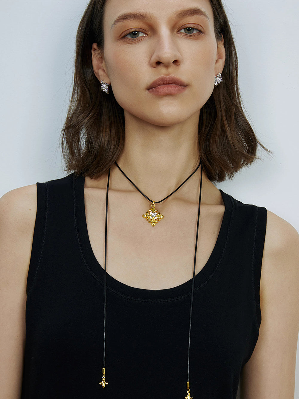 MUKTANK×SUN HUNTER Drawstring Leather Necklace with Iris Design