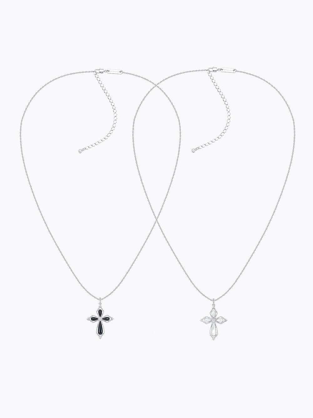 MUKTANK×SUN HUNTER Black Agate Petal Cross Chain Necklace (S)