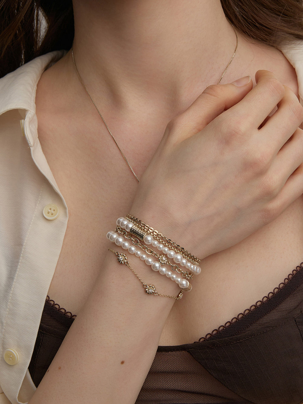 MUKTANK×SUN HUNTER Garden Daisy Layered Bracelet