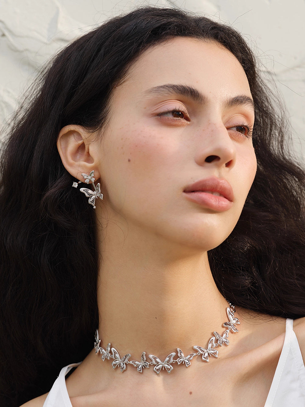 MUKTANK×SUN HUNTER “Emergence”Lace Butterfly Earrings with Upper and Lower Parts
