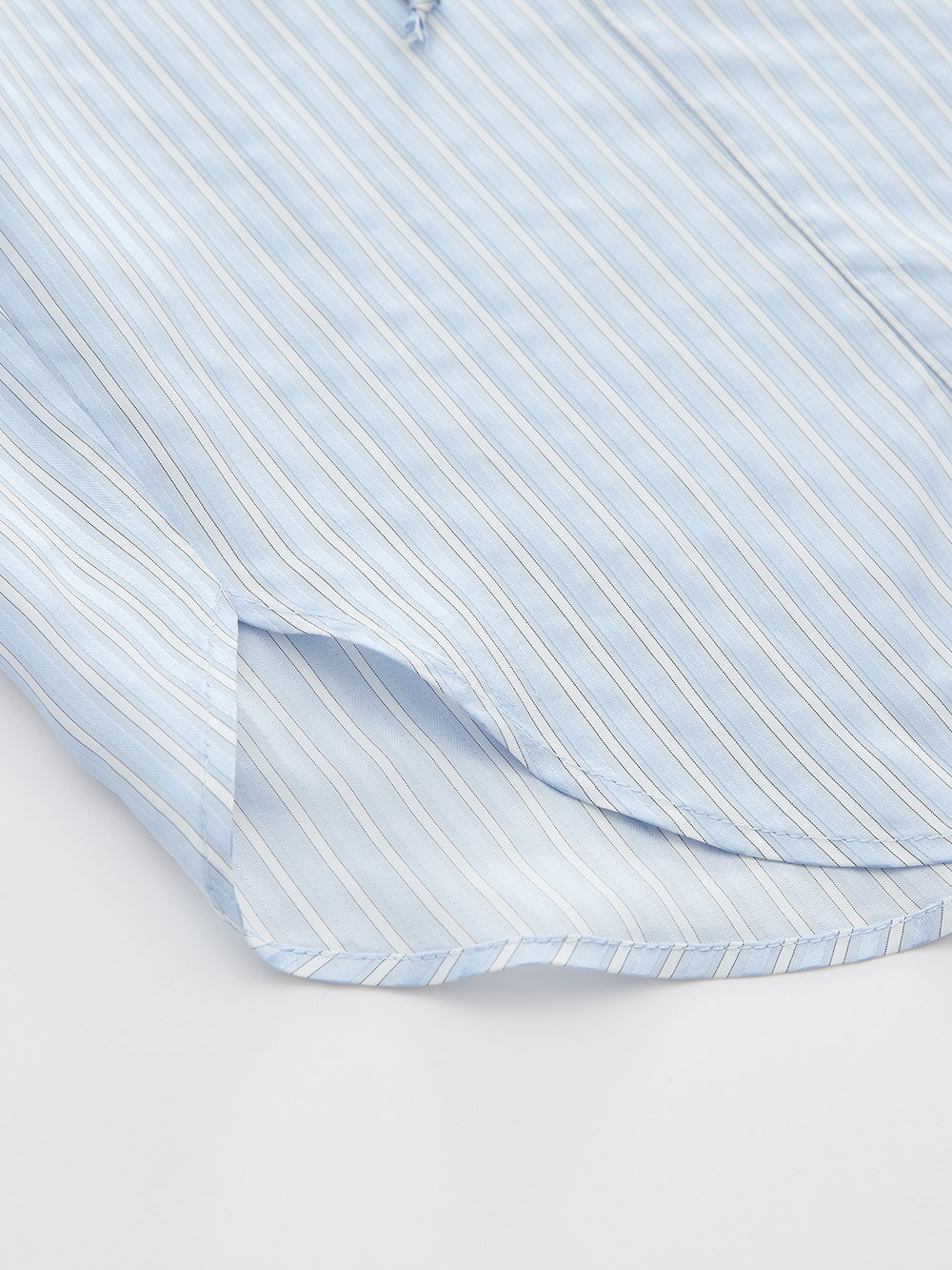 Mukzin "Ode To The New Summer"Elegant Blue And White Striped Chinese-Style Shirt