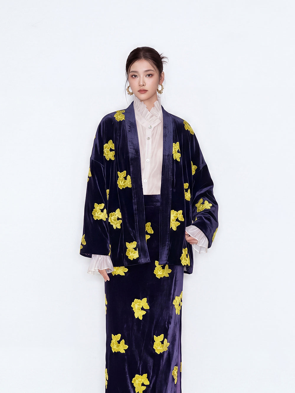 MUKZIN×Flourishing New Chinese-Style Vintage Silk Velvet Skirt Set