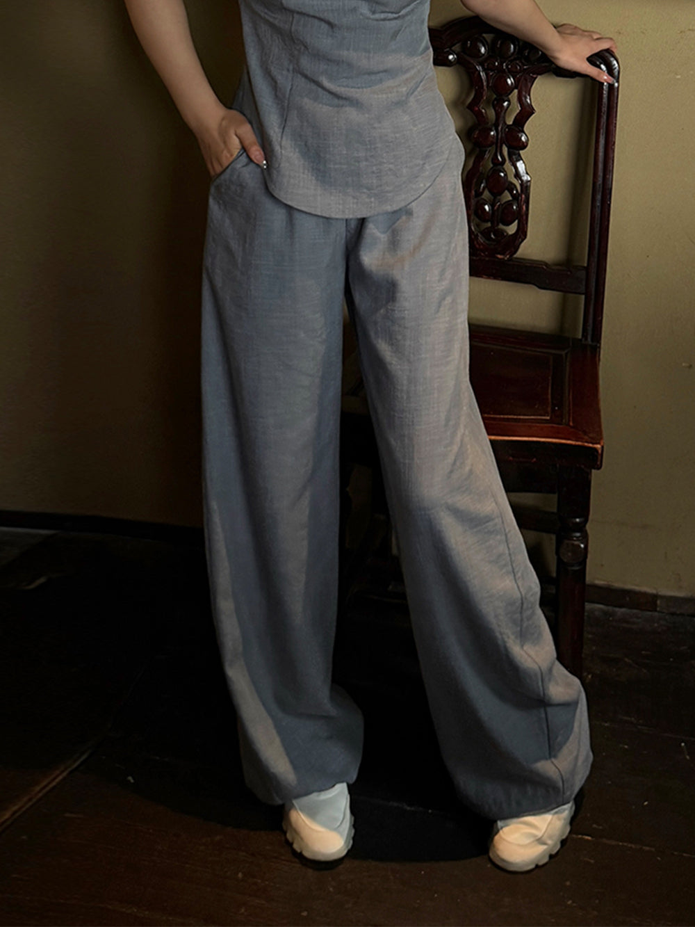 MUKZIN×Capsule Collection New Chinese-Style Stand Collar Linen Trouser Set