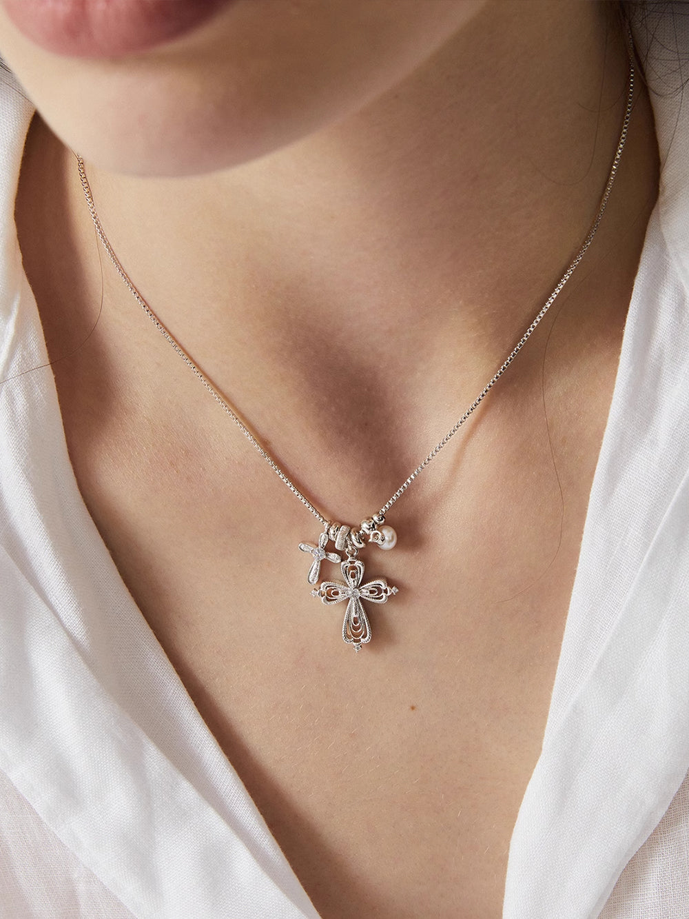 MUKTANK×SUN HUNTER Multi-pendant cross necklace