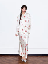 MUKZIN“Capsule Collection”Exquisite Red Floral Retro-style Stand-up Collar Off-white Shirt