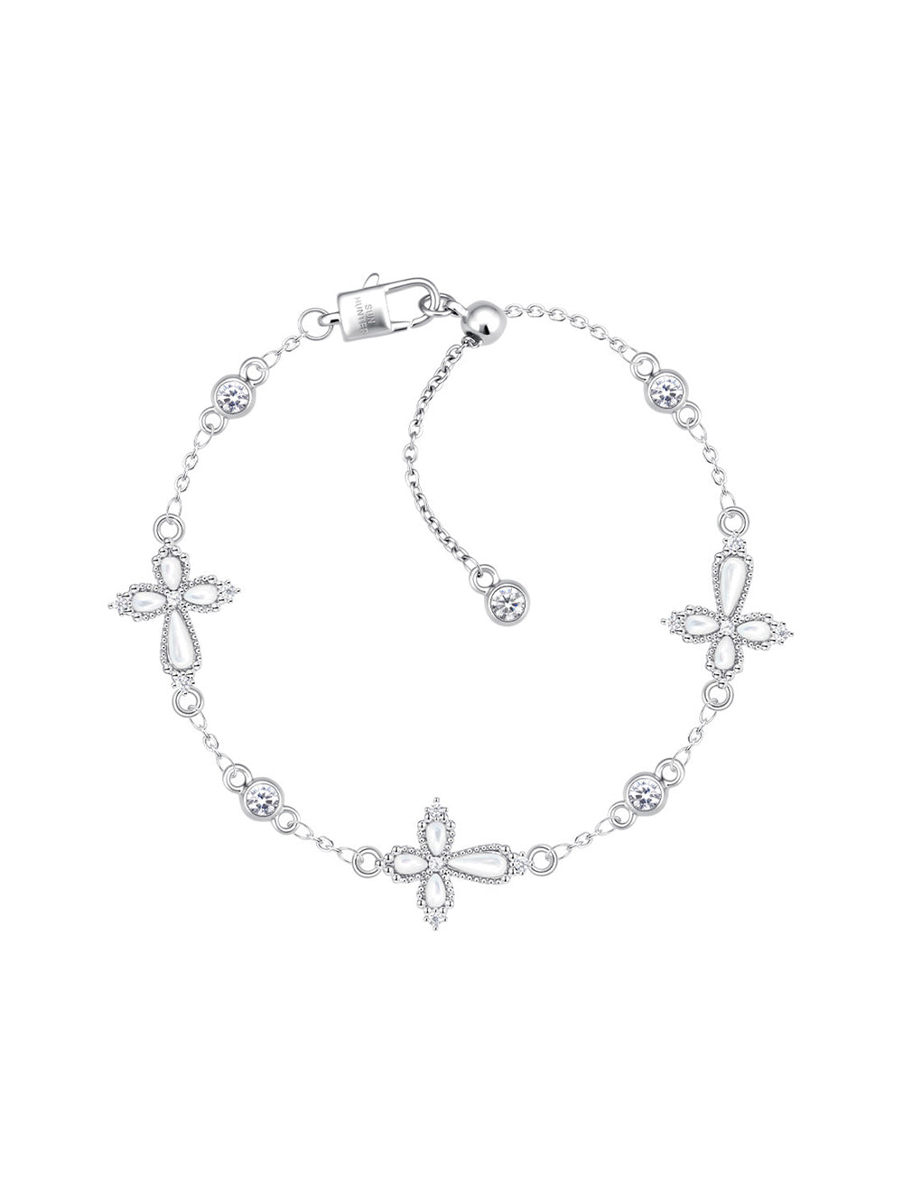 MUKTANK×SUN HUNTER Mother-of-Pearl Full-Flower Petal Cross Bracelet