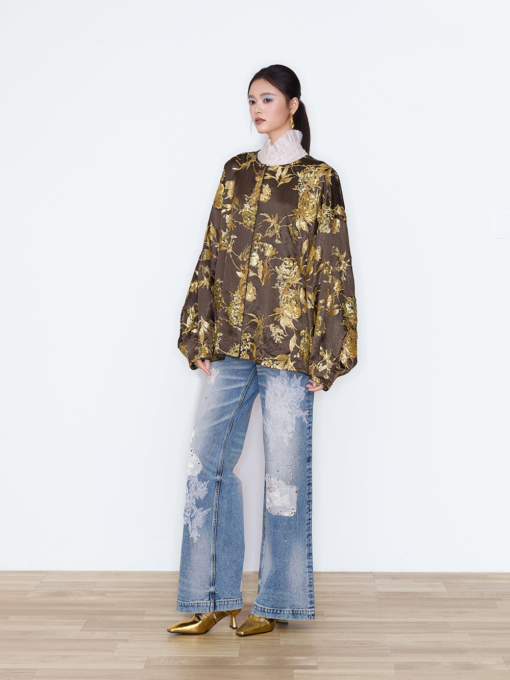 MUKZIN×Flourishing Blooms New Chinese-Style Heavy Floral Embroidered Army Green Jacket