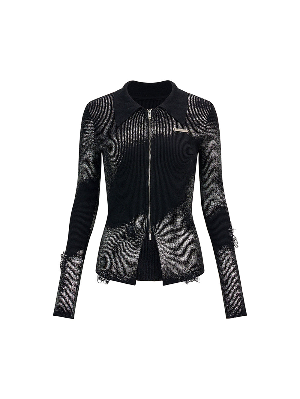 MUKTANK×WESAME Silver Pressed Black Cardigan