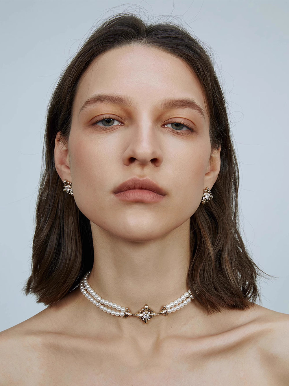 MUKTANK×SUN HUNTER Iris-themed Pearl Neck Chain