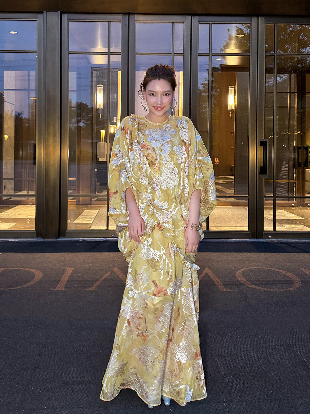 MUKZIN“Capsule Collection”Yellow new Chinese-style slimming maxi dress