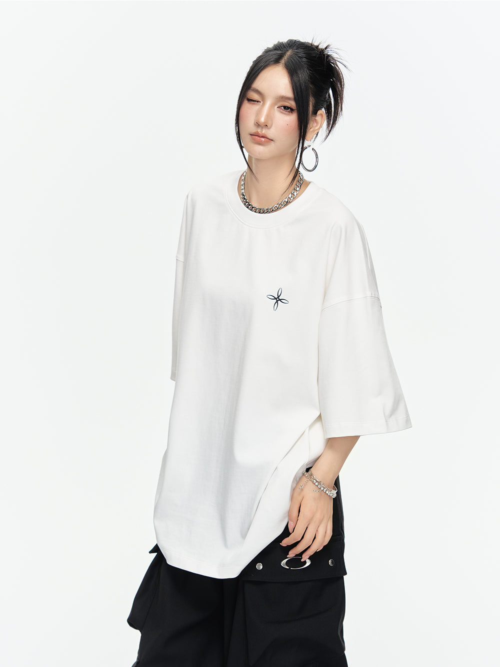 MUKTANK×ARDENCODE Reflective Print Casual 305g Heavyweight Pure Cotton Crewneck Unisex Short-Sleeved Loose T-Shirt