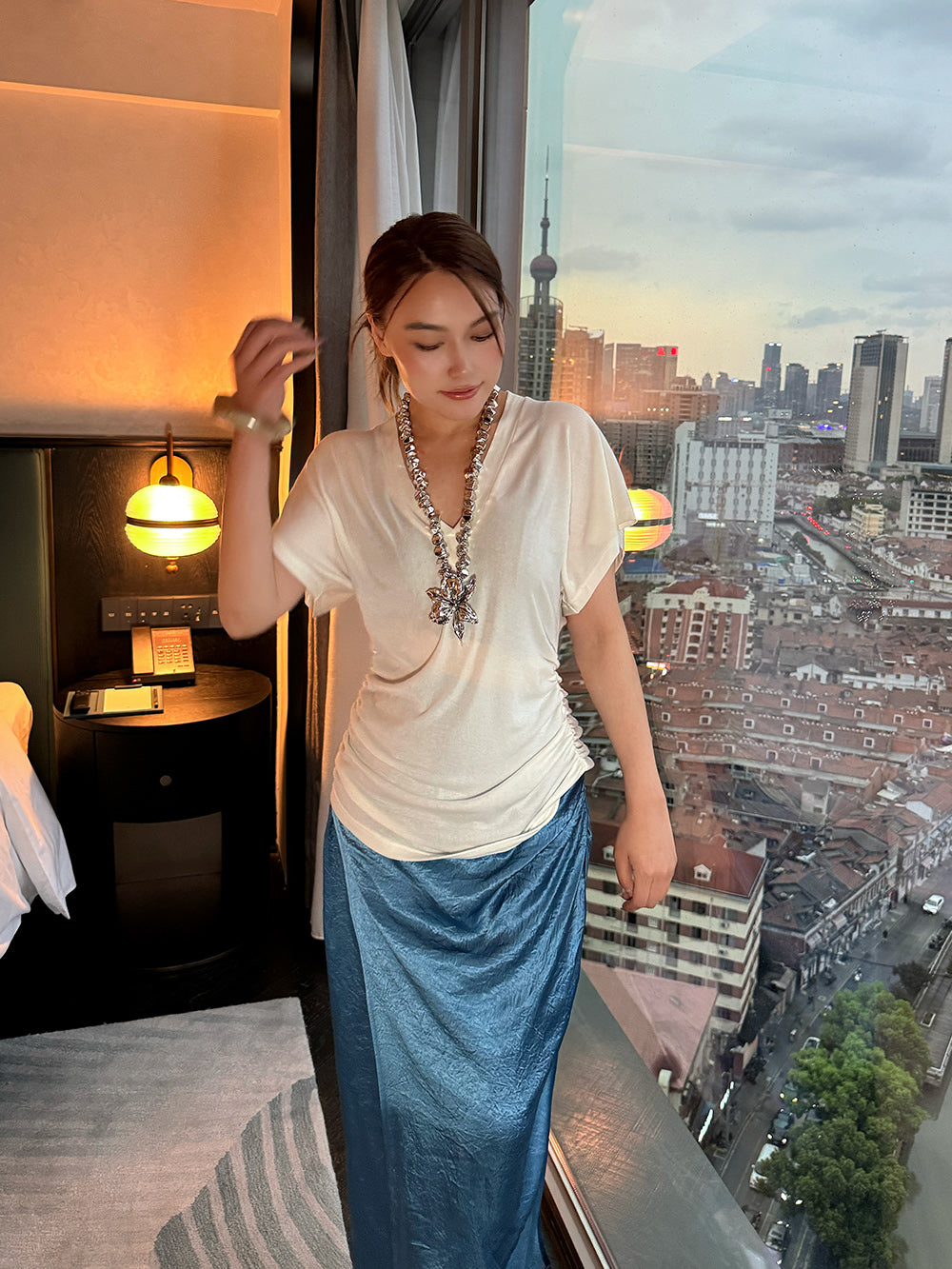 MUKZIN“Capsule Collection”Slimming elegant T-shirt
