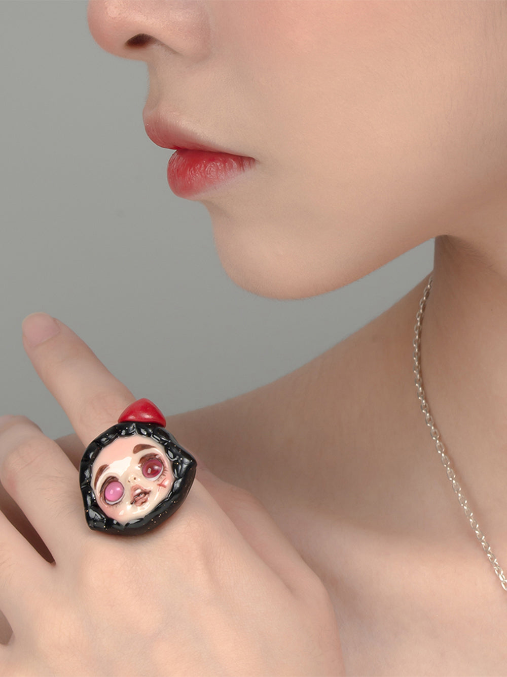 MUKTANK×QUANDO Dark Momoco Handmade Dolls Gold Plated Silver Rings