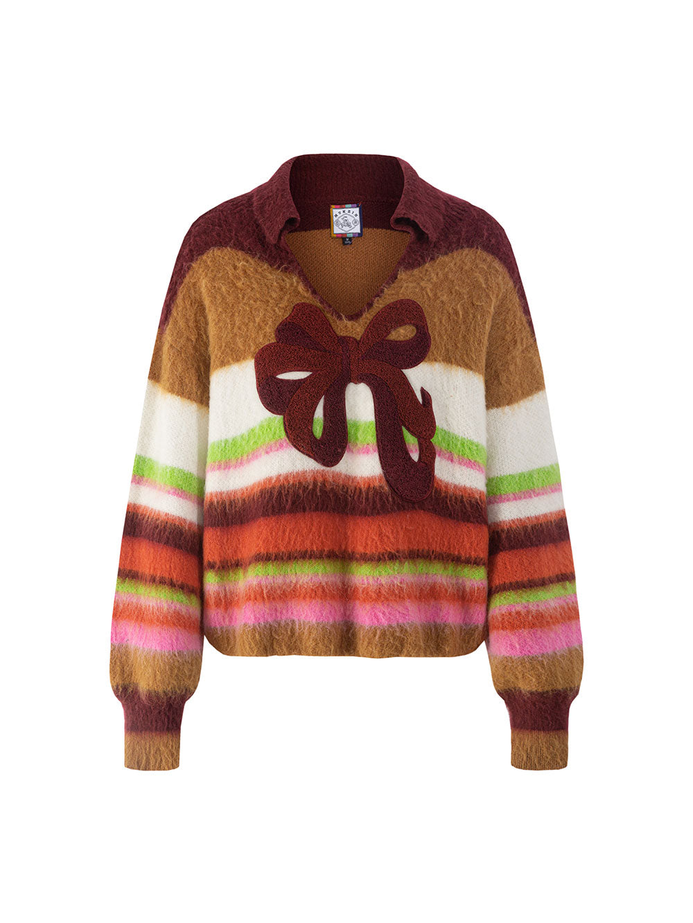 MUKZIN Bow Striped All-match Casual Cute Sweatshirt