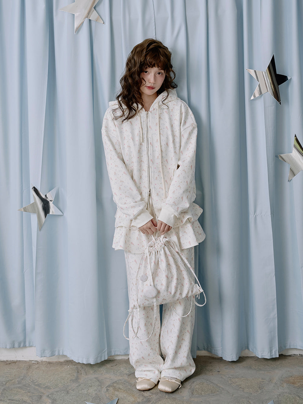 MUKTANK×LOUMUTAKU All-over Print Angel Bunny Pants