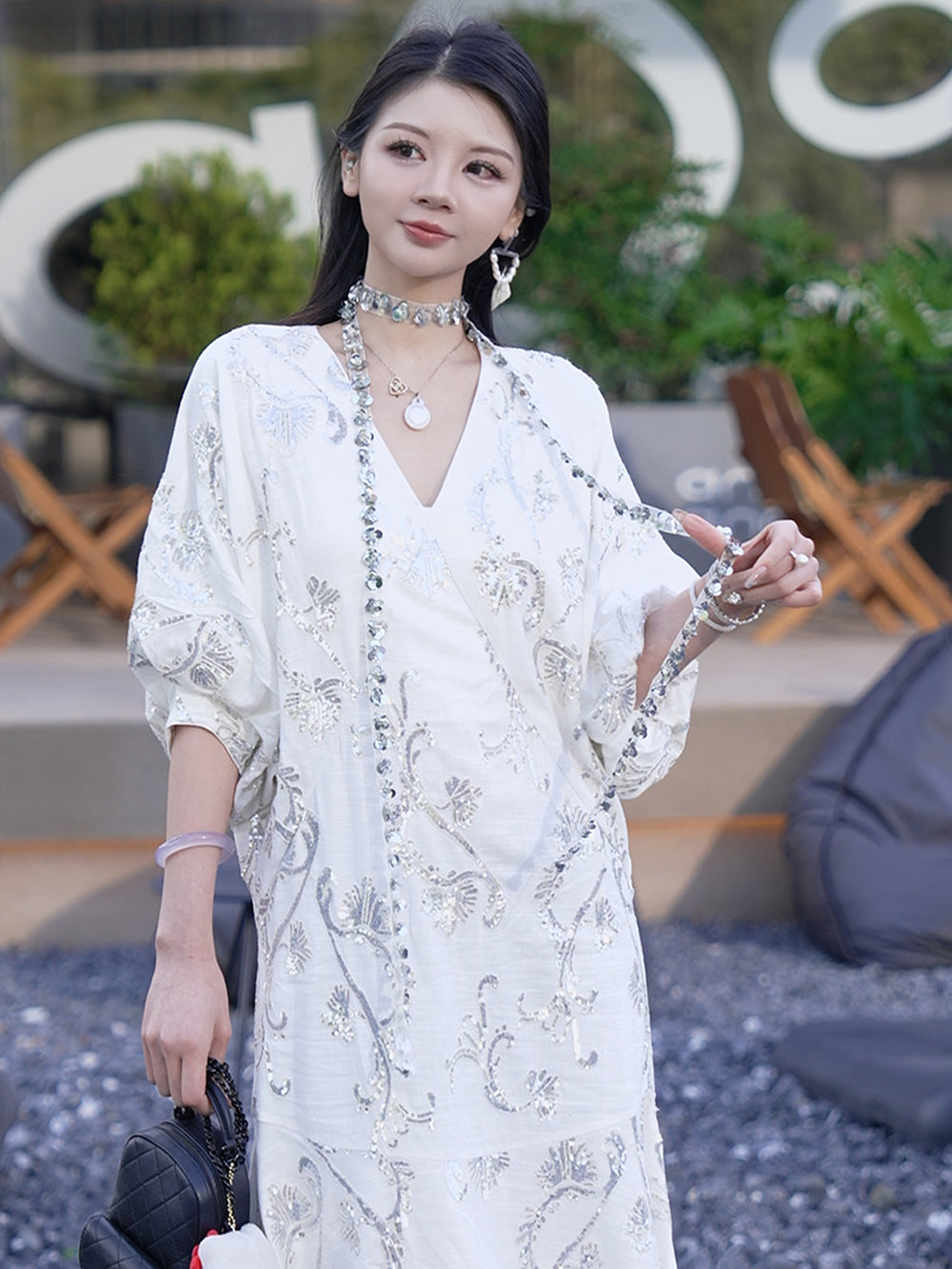MUKZIN "Ode to the New Summer" Handmade Sequin Relaxed-fit Dress
