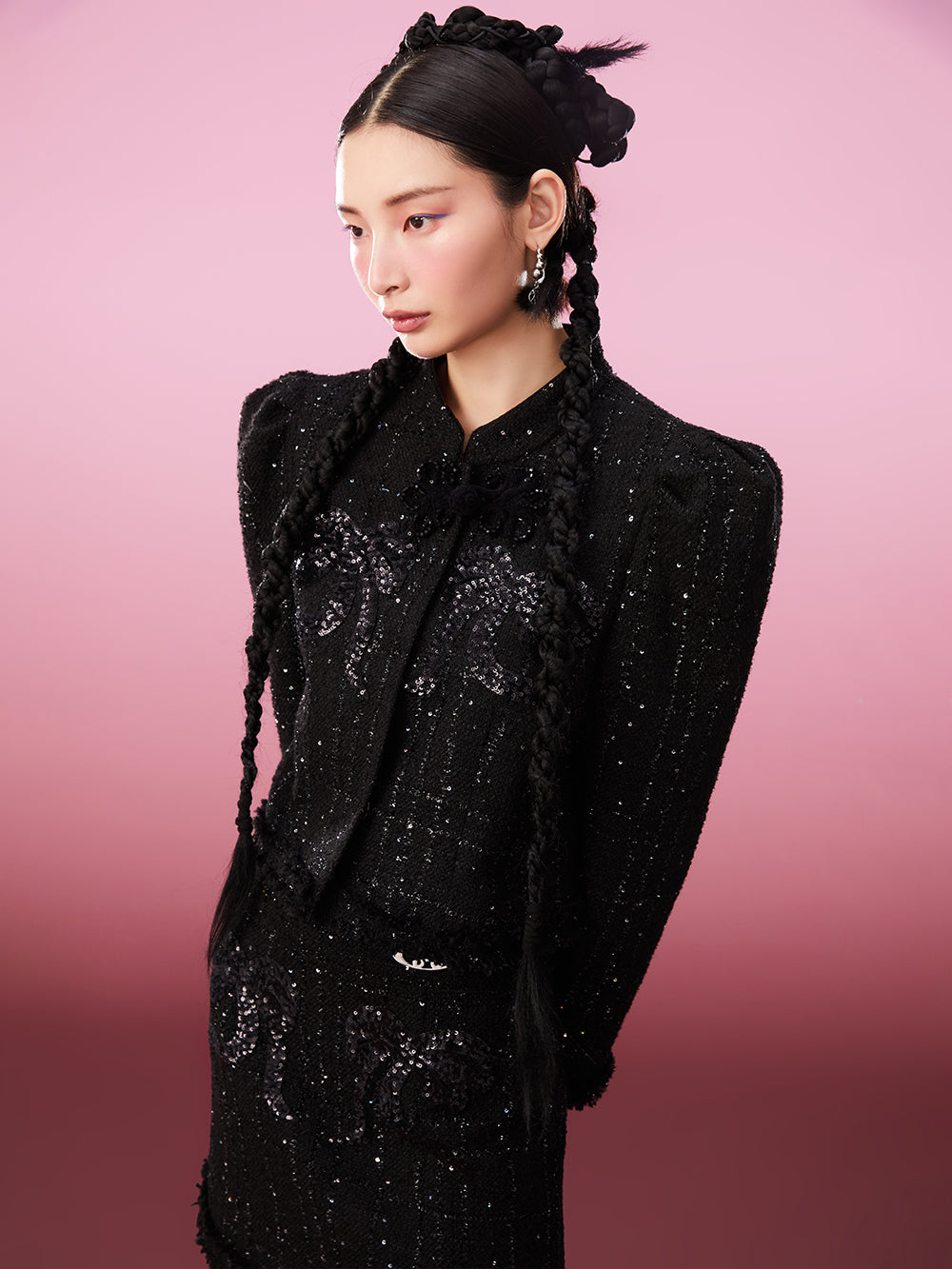 MUKZIN Puff Sleeve Popular Black Temperament All-match Coat