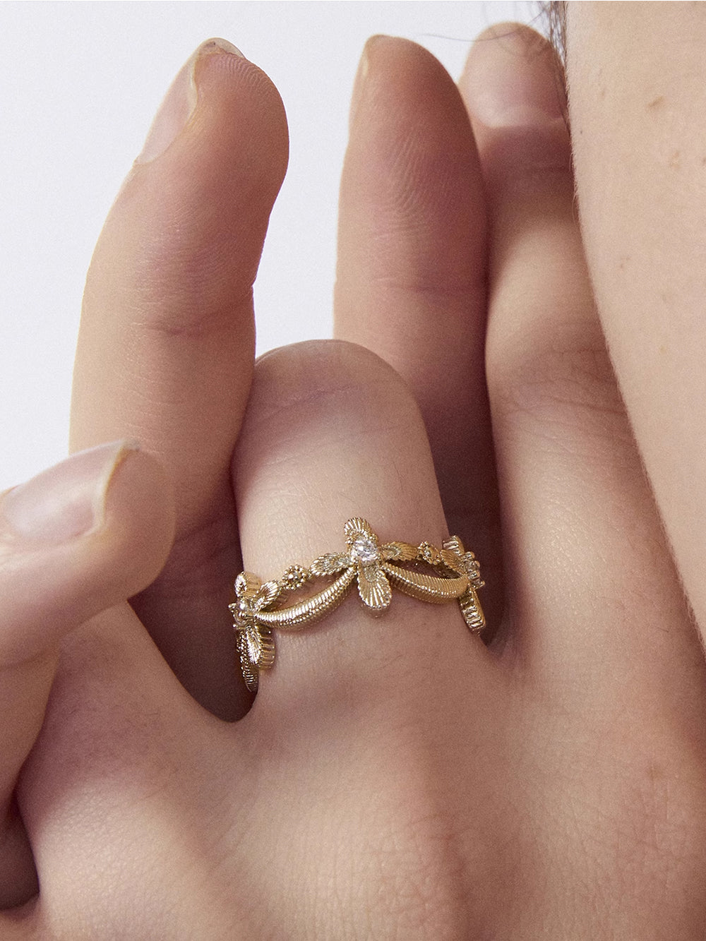 MUKTANK×SUN HUNTER Lace cross full-circle ring