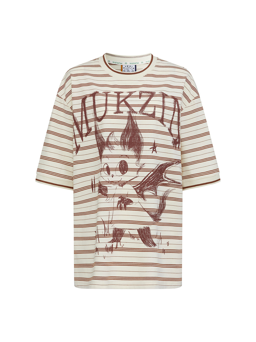 Mukzin "Ode To The New Summer"Khaki Striped Cute Rabbit T-Shirt