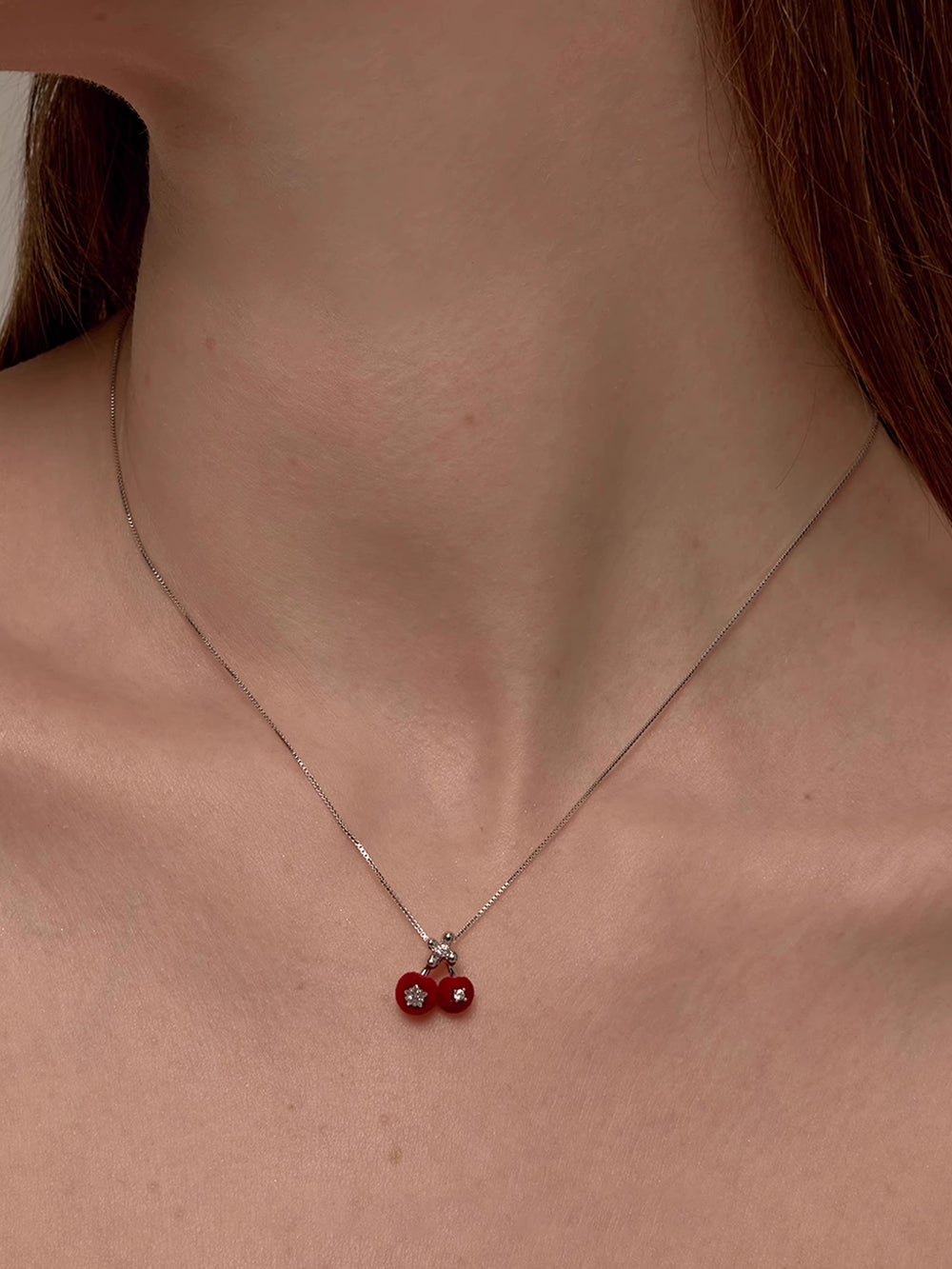 MUKTANK×SUN HUNTER Velvet Cherry Necklace with Petals