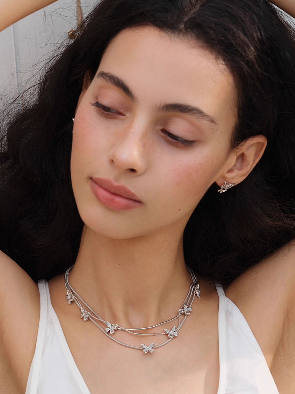 MUKTANK×SUN HUNTER “Emergence”Three-Layer Lace Butterfly Necklace