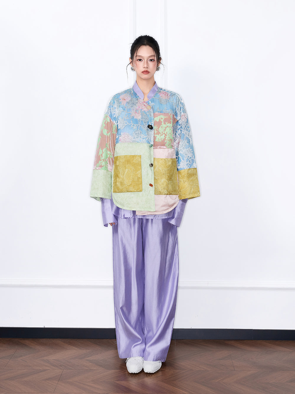 MUKZIN“The Sequence of Deer's Call”Patchwork Floral Jacquard Oversized Casual Down Jacket