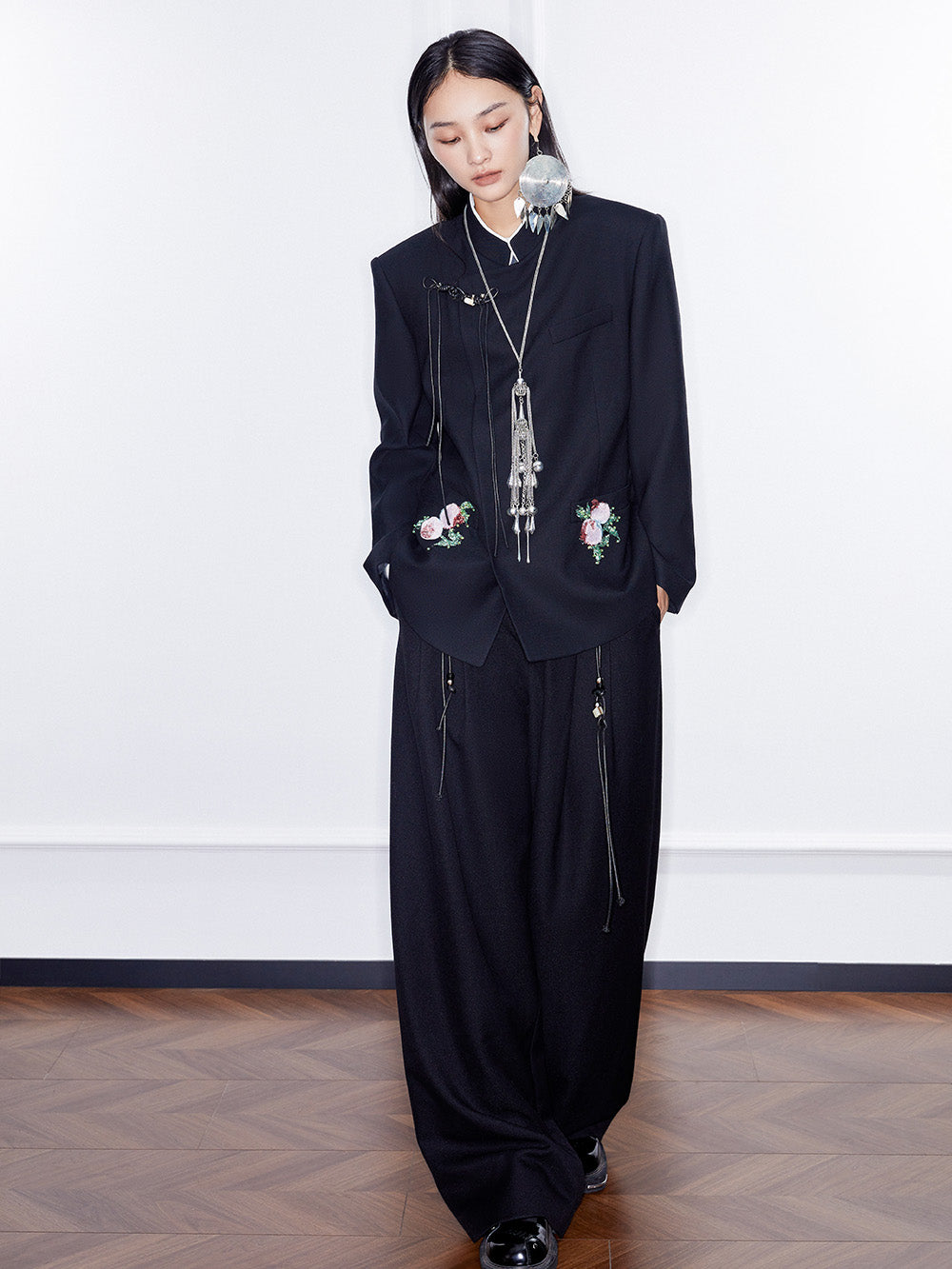 MUKZIN Linglong “Linglongzi”Simple Wide Leg Suit Pants