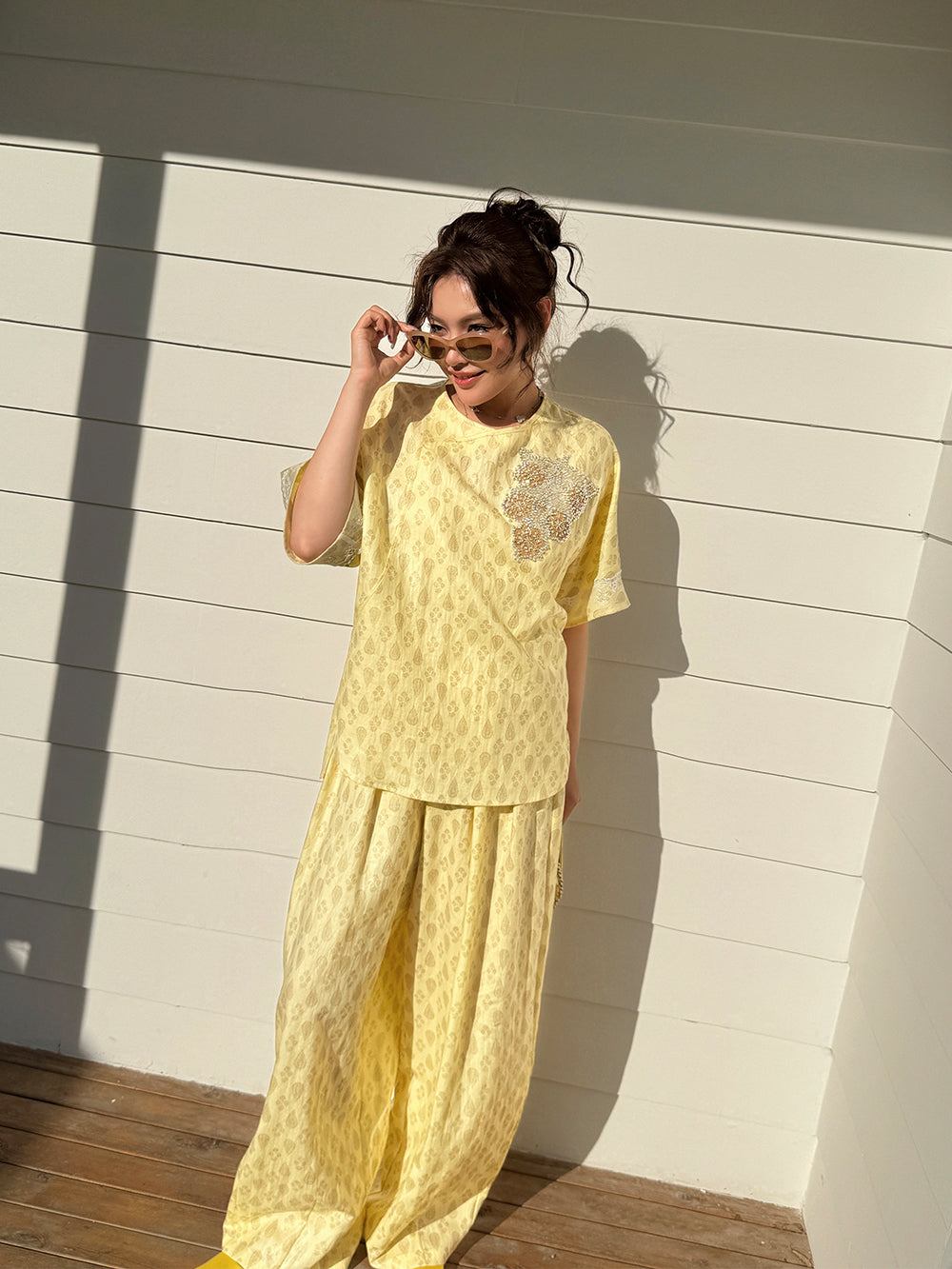 MUKZIN×Capsule Collection New Chinese-style intangible cultural heritage embroidery casual linen pant