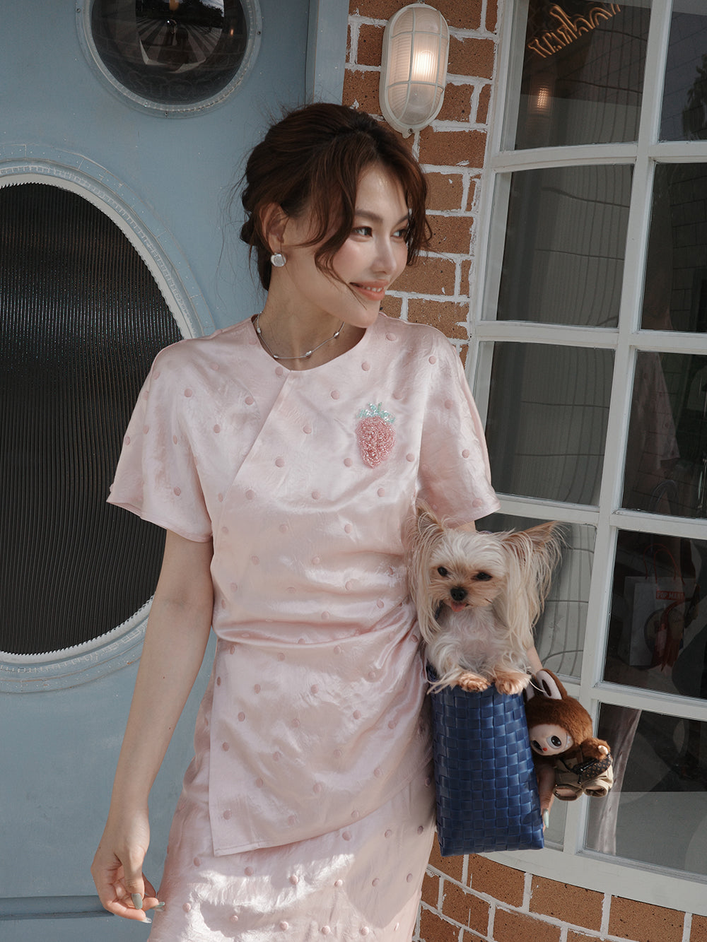 MUKZIN×Capsule Collection Chinese-Style Acetate Polka Dot Top Set – Hami Hand-Embroidered