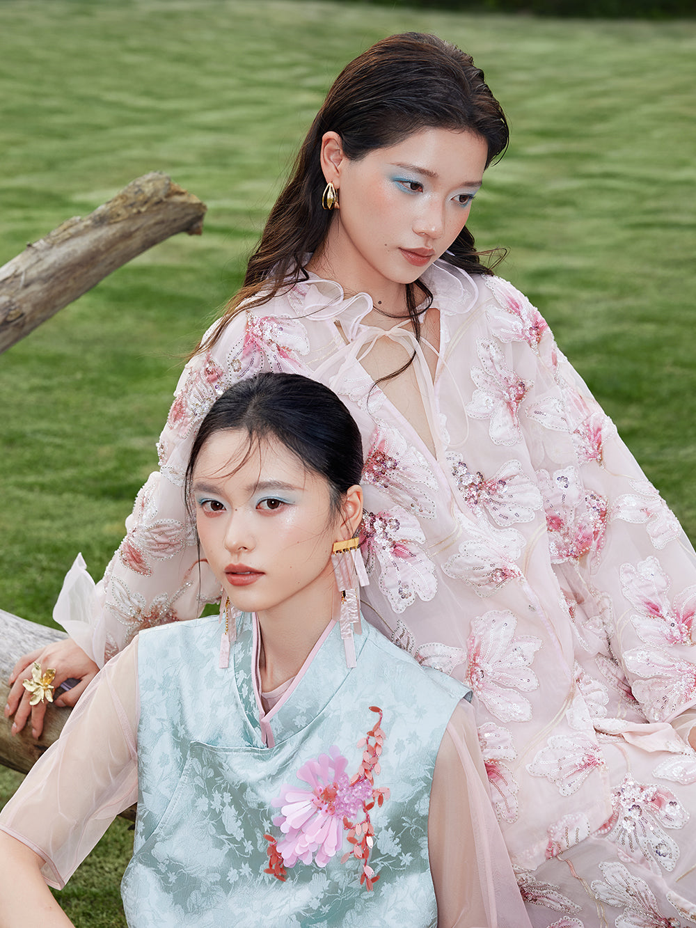 MUKZIN×Flourishing Blooms New Chinese-style embroidered net-silk half-dress