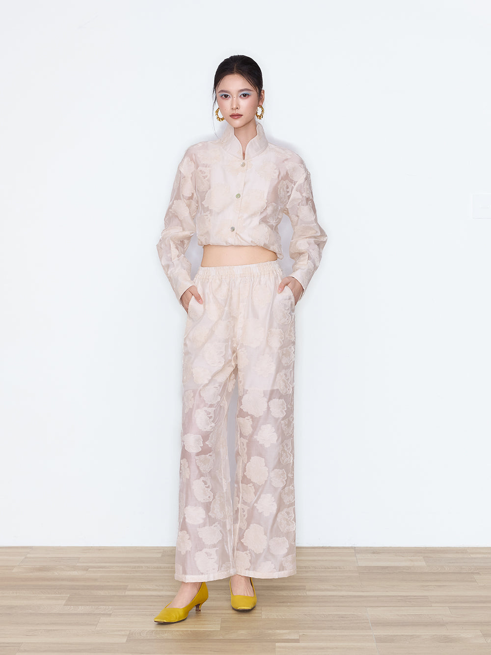 MUKZIN×Capsule Collection New Chinese-Style Embossed Floral Long Sleeve Shirt