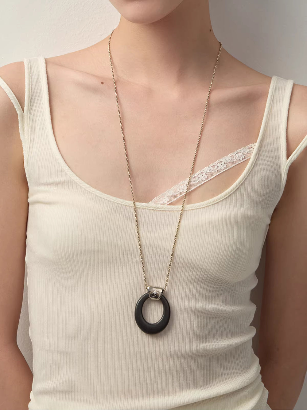 MUKTANK×SUN HUNTER Long Wooden Ring Iris Chain Necklace