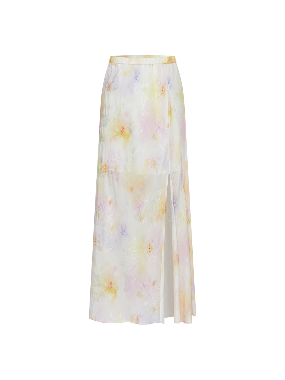 MUKZIN SpringPrelude Spring Mountain Drunk Gradient Printing Side-slit Big A-line Umbrella Skirt