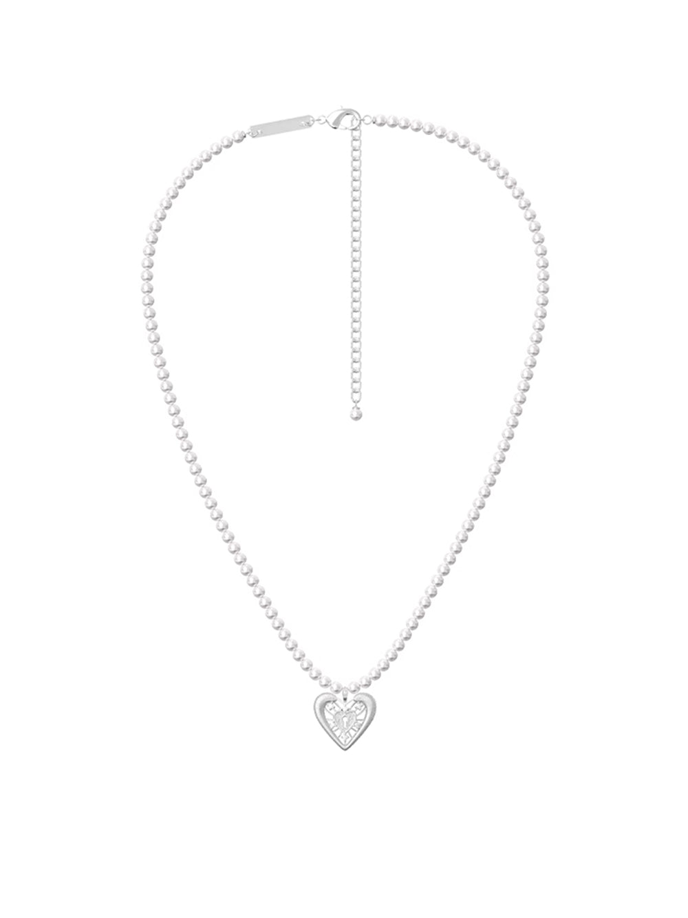 MUKTANK×SUN Lace heart lock pearl necklace