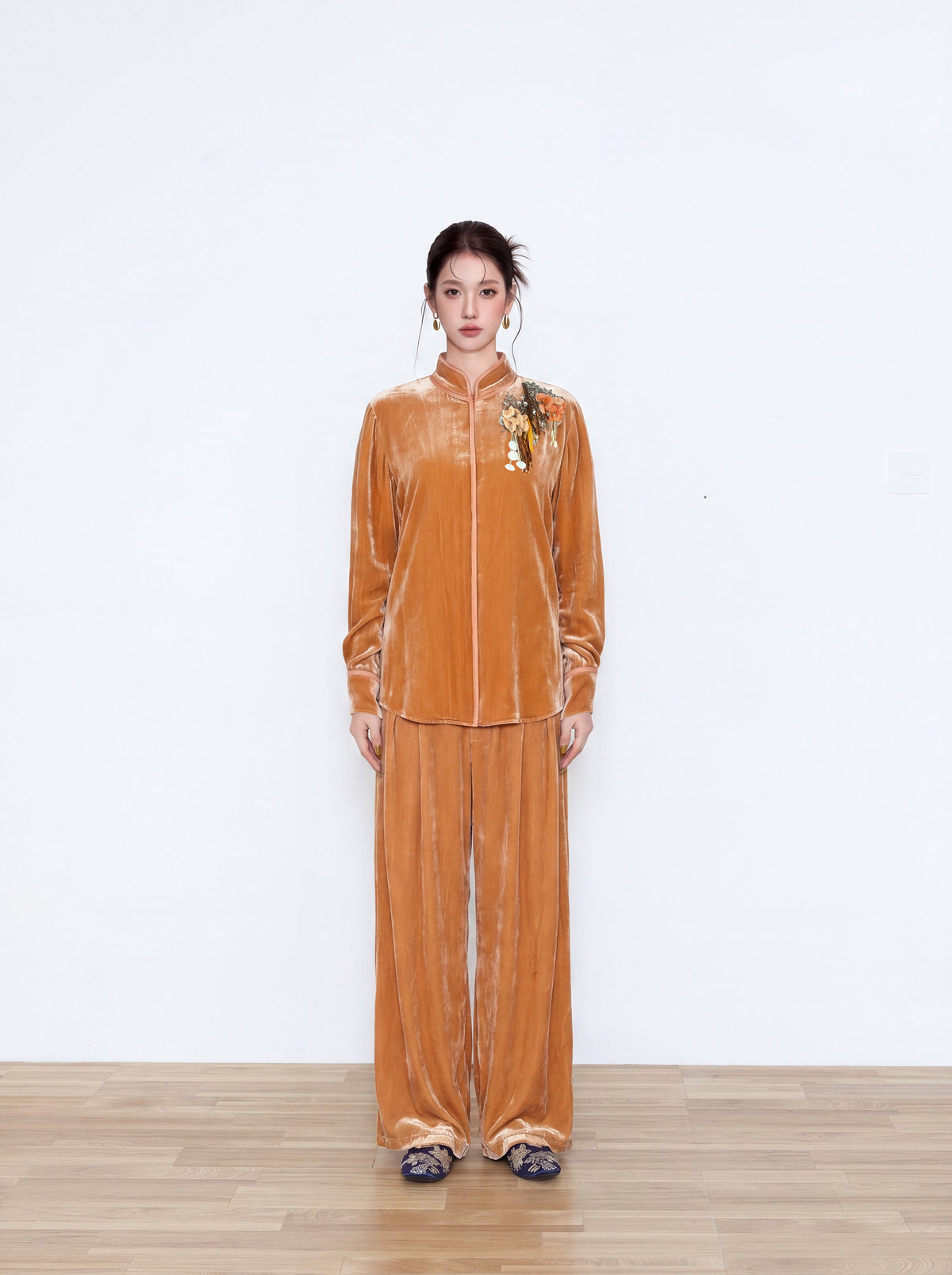 MUKZIN×Capsule Collection New Chinese-Style Silk Velvet Shirt