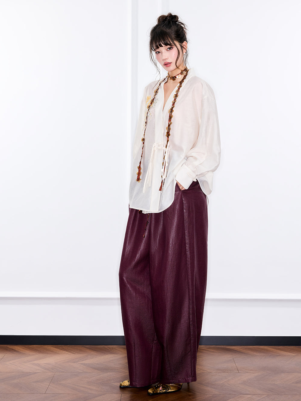 MUKZIN "Ode to the New Summer"Neo - Chinese Style Embroidered White Shirt