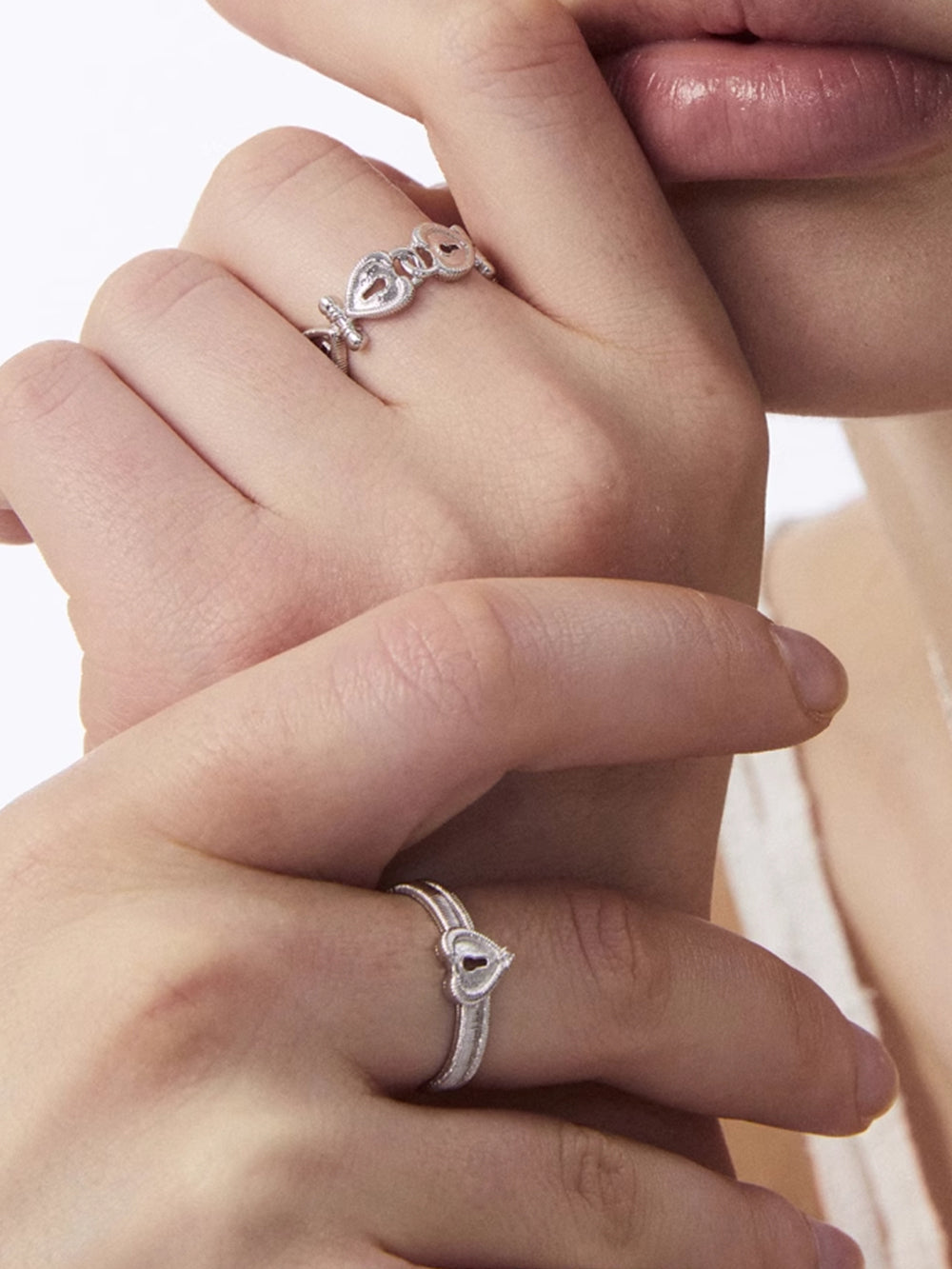 MUKTANK×SUN HUNTER Lace heart double-lock ring