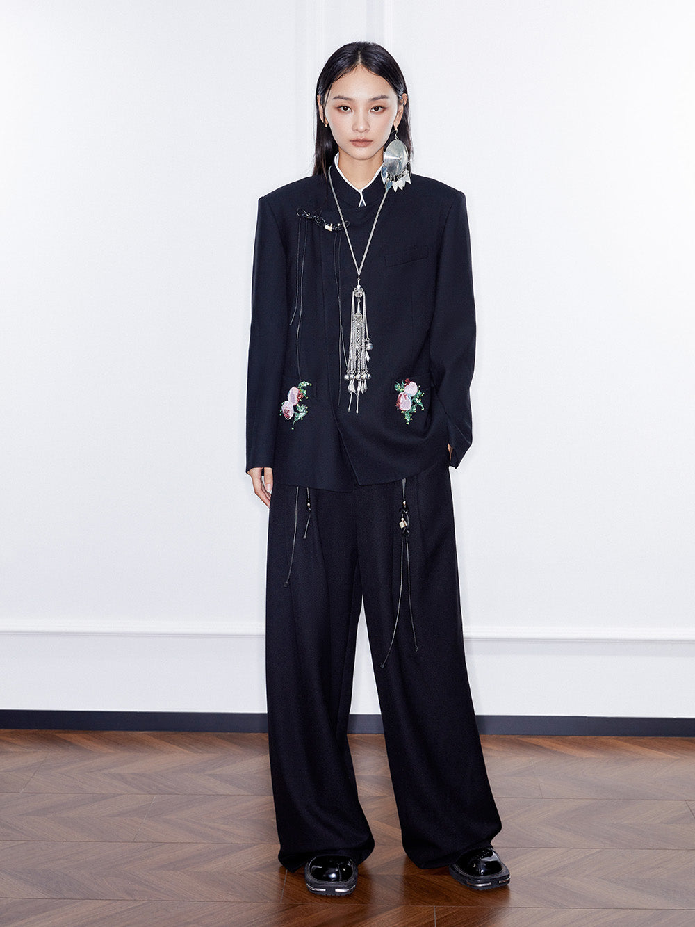 MUKZIN Linglong “Linglongzi”Simple Wide Leg Suit Pants