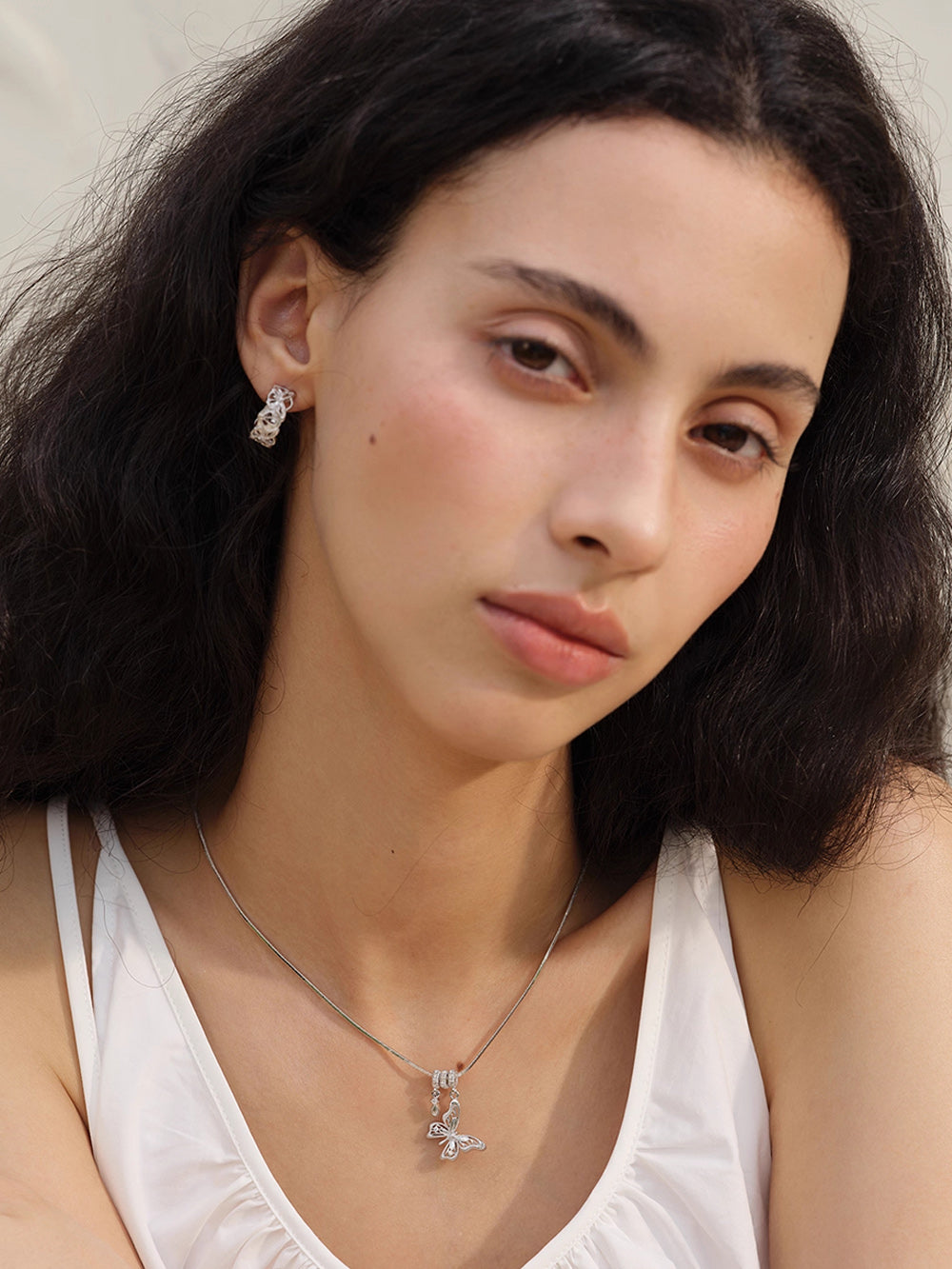 MUKTANK×SUN HUNTER “Emergence”Lace Butterfly Snake Bone Necklace