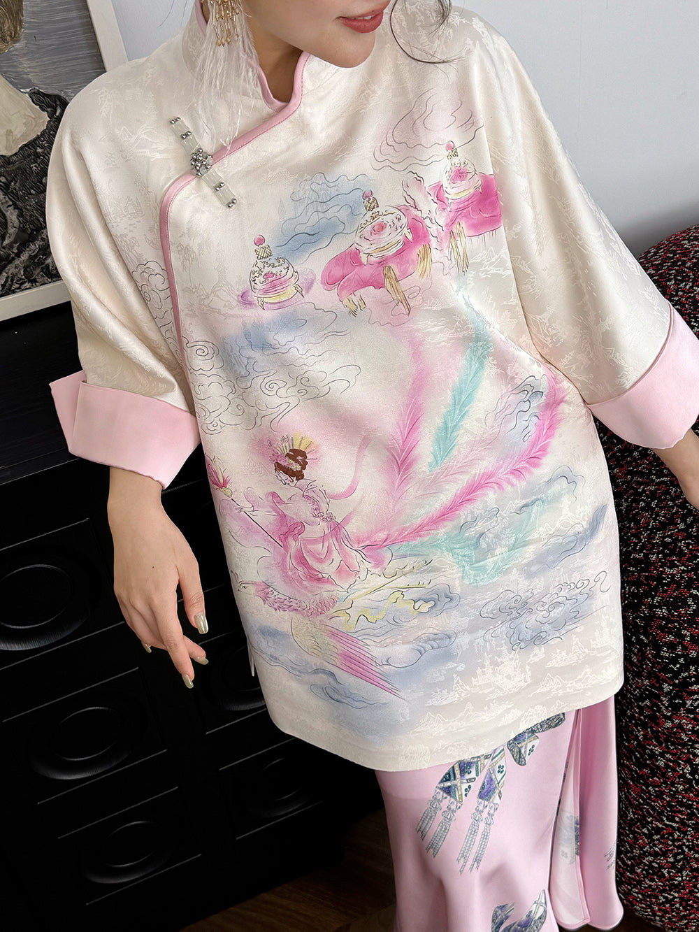 Mukzin“Capsule Collection”New Chinese-Style Light Luxury Printed Slimming Dress