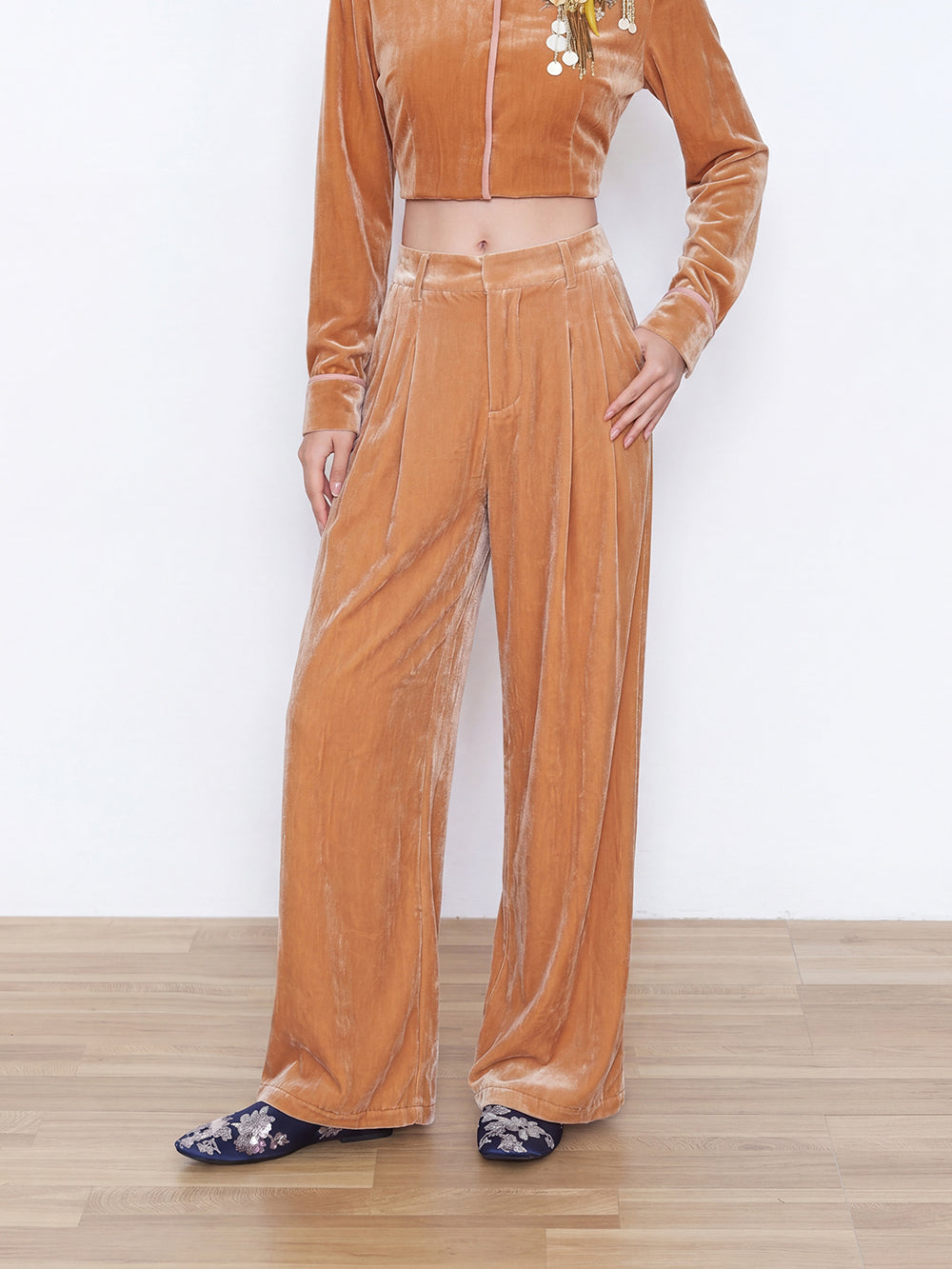 MUKZIN×Capsule Collection New Chinese-Style Silk Velvet Trouser Set