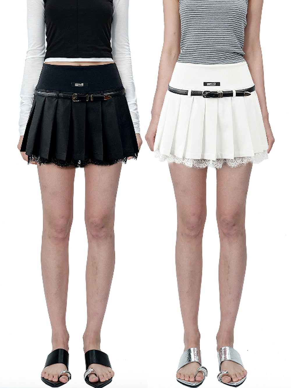 MUKTANK×MODULER Lace Paneled Double-Layer Fake Two-Piece Skort