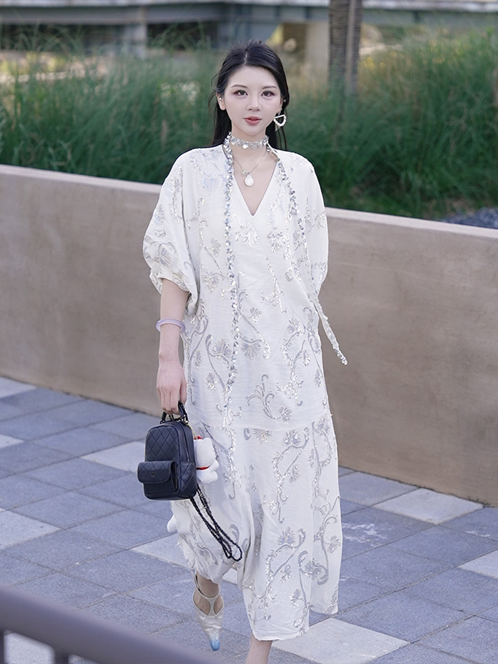 MUKZIN "Ode to the New Summer" Handmade Sequin Relaxed-fit Dress