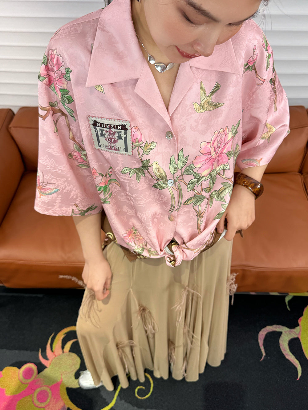 Mukzin“Capsule Collection”New Chinese-Style Printed Short-Sleeved Shirt With A Turned-Up Collar